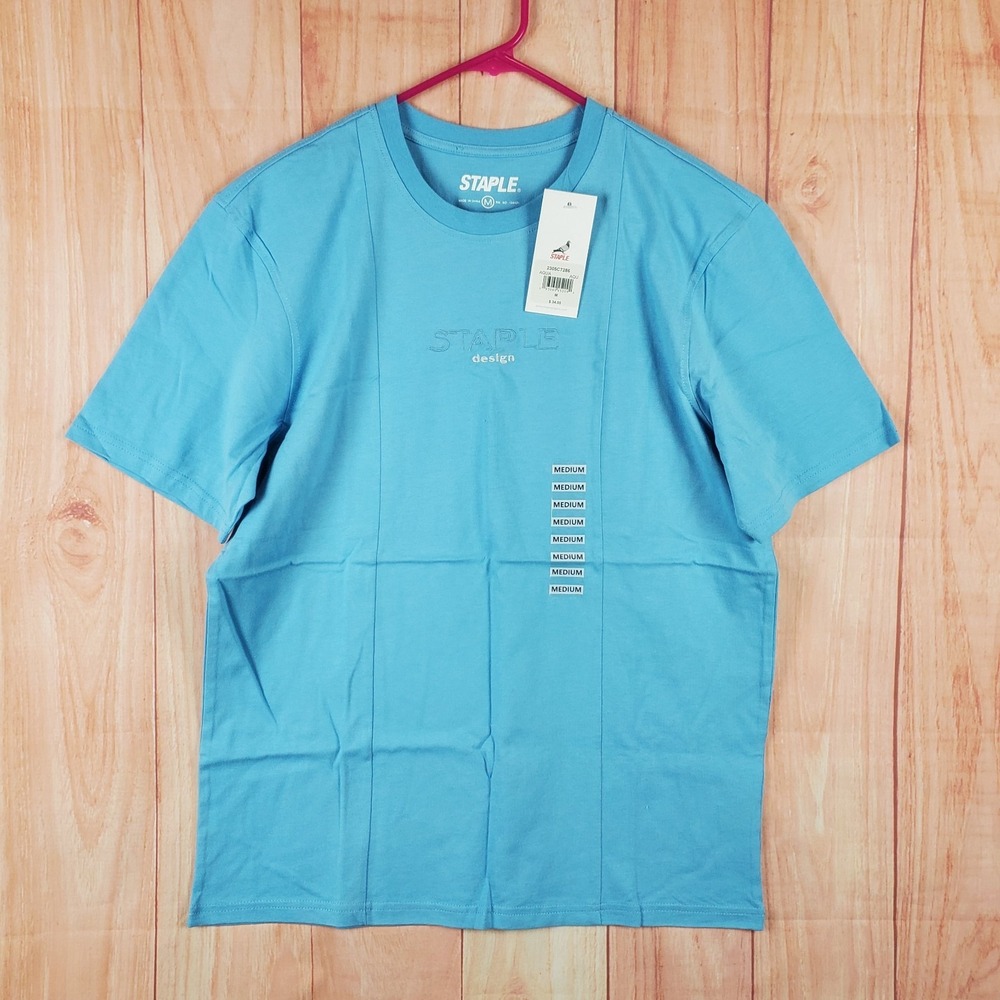 Staple T Shirt Mens Medium Aqua Cotton Embroidered Logo Casual Everyday Wear